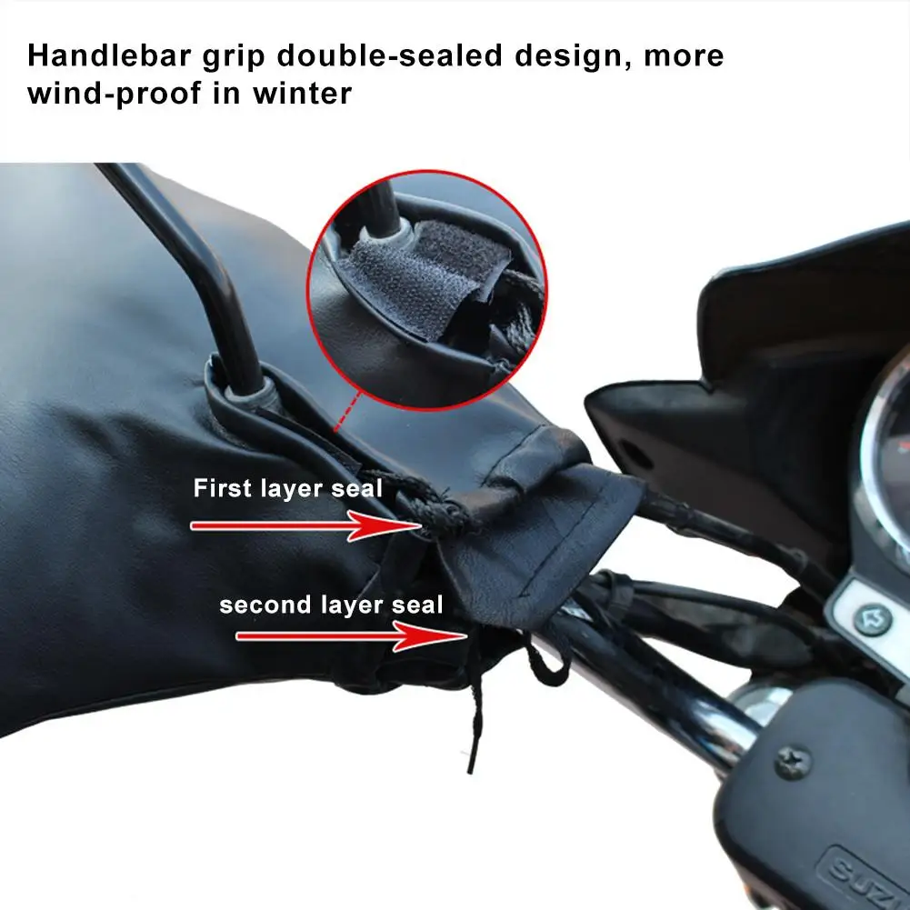 Зимние теплые мотоциклетные перчатки, прочные кожаные перчатки, перчатки на руль с отражающей полоской, водо-и ветрозащитные варежки