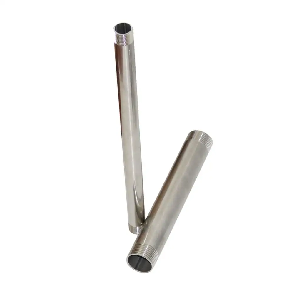 BSP 1/2" 3/4" 1"Pipe Fitting Stainless Steel 304 MalexMale Threaded Pipe Connector 5/6/8/10/15/20/30cm Adapter Shower Rod steel pipe,brass pipe fitting