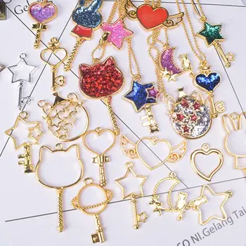 

5Pcs Cabochon Base Setting Key Frame Pendant Bezel Setting DIY UV Resin Charms