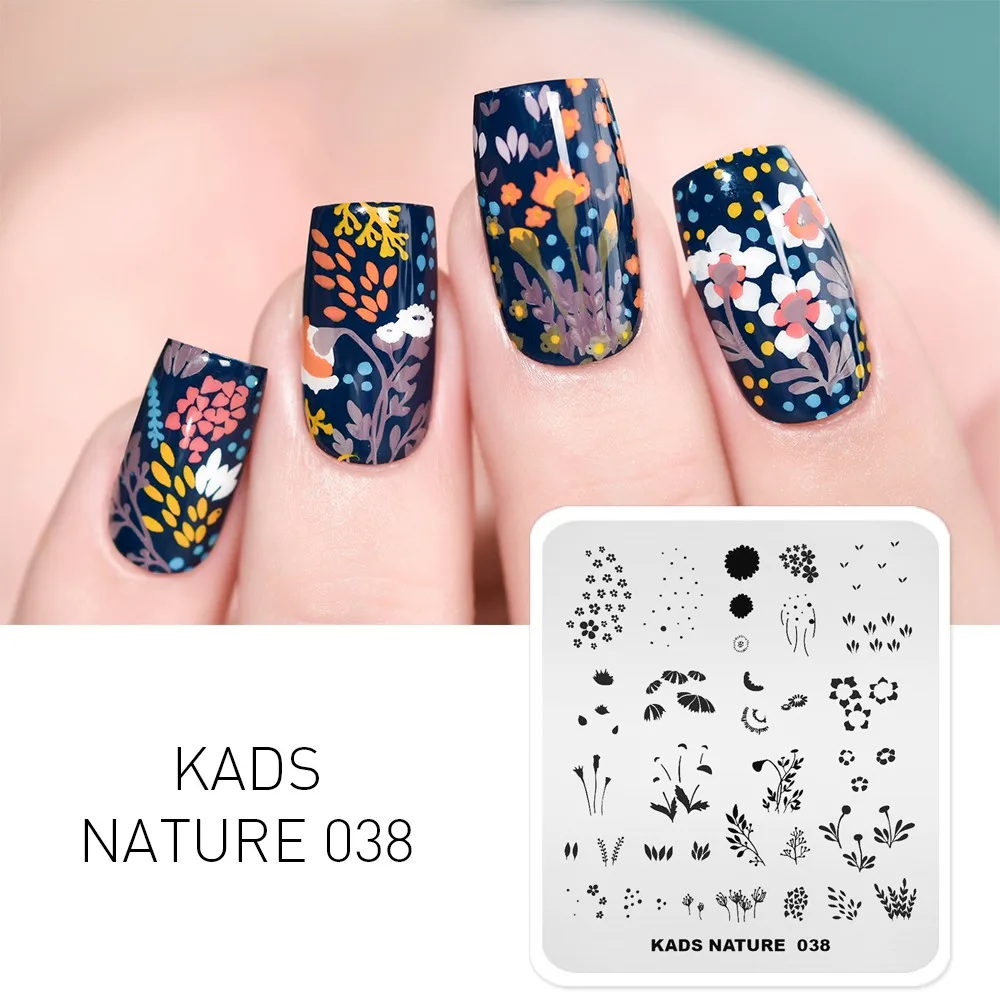 Nature 038 KADS шаблон для дизайна ногтей 35 дизайнов серия для дизайна ногтей штамп для штамповки изображения маникюрный шаблон для штамповки пластин трафарет Инструменты - Цвет: Nature 038