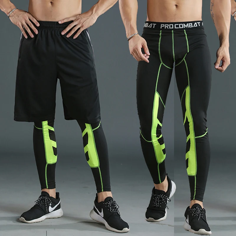 Short Fit Sport Compression Leggings Pantalons pour hommes Workout Fitness Gym Collants 