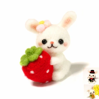 

Rabbit Bunny DIY Toys Wool Felting Set Adult Girl Kawaii Cute Needlework Keychain Plush Suffed Animal Handmade Home Accessories