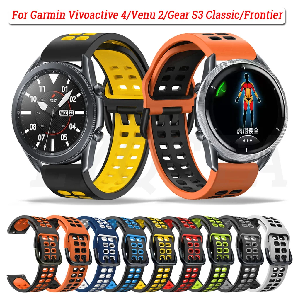 

Ремешок силиконовый для Samsung Galaxy Watch 4/Classic/46 мм/Gear S3, браслет для наручных часов Garmin CAME 2 Vivoactive 4, 22 мм