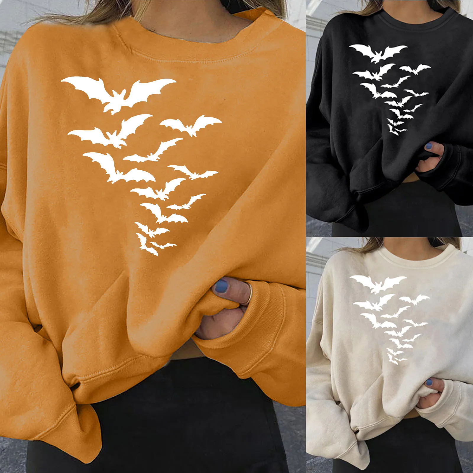 New Sweater Halloween Winter Clothes Women Sweaters 2021 Halloween Long Sleeve Printed Tops Pull Femme Black Ladies Sweatshirts 2