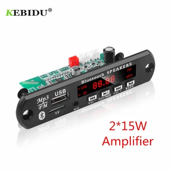 

KEBIDU Car Audio USB TF FM Radio Module Wireless Bluetooth 12V MP3 WMA Decoder Board Support 2*15W Amplifier with Remote Control