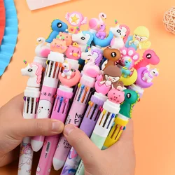 Bolígrafo retráctil de Gel con dibujos de animales, bolígrafo de 10 colores, 4 piezas, regalo, suministros de oficina, escuela, papelería