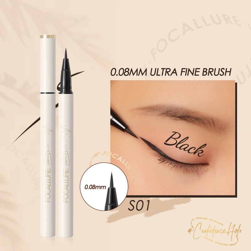 FOCALLURE Black Liquid Eyeliner Long-lasting Waterproof Quick-dry Eye Liner Pencil Makeup Beauty Tools 8