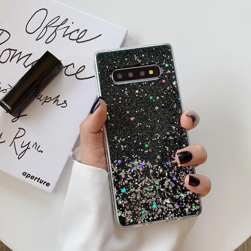 Прозрачные чехлы LOVECOM с блестками для телефонов Samsung Galaxy A51 A71 A50 A70 S20 S10 S9 S8 Plus Note 9 8