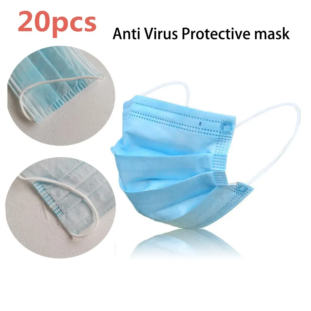 

20/50PCS In Stock Ship Profession Hygiene Anti Fog Mask Dust One Time MASK Disposable Elastic Mouth Soft Breathable Face Masks