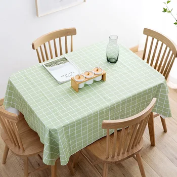 

1PC Creative Oil Tablecloth Nordic Contracted Household Cloth Waterproof Cloth Tea Table Cloth Cover PEVA Grid Table Mat