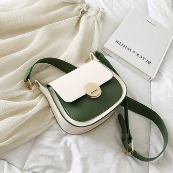 

2020 summer new hit color semi-circular saddle bag wild Sen series messenger bag western wide shoulder strap shoulder bag