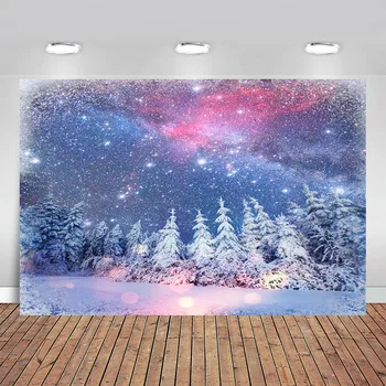 

7x5FT Winter Wonderland Forest Tree Fairy Tale Bokeh Snowflake Custom Photo Studio Christmas Backdrops Backgrounds Vinyl Cloth
