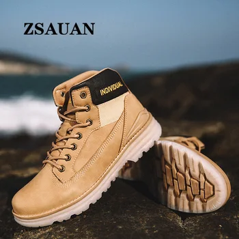 

ZSAUAN Winter Outdoor Big Size Men Shoes High Top Lace-up Waterproof Ankle Combat Military Boots Men Non-slip Comfortable Shoes