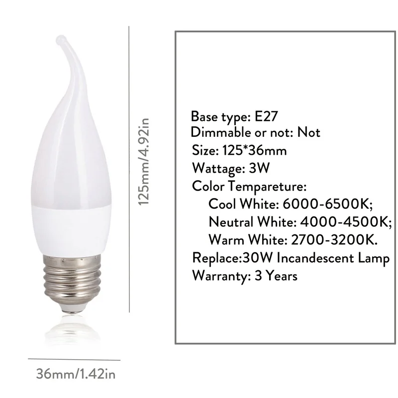 Светодиодный Люстра-пламя лампы 3 Вт E12 E14 B22 E26 E27 свеча 2835 SMD Velas Decorativas Домашнее освещение Замена 30 Вт галогенные лампы - Испускаемый цвет: E27