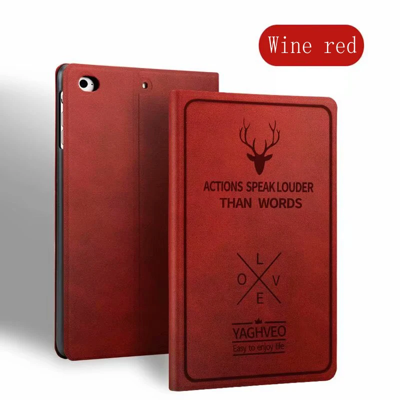 Wine red lutou 10.2 Новинка чехол для Apple iPad 7 поколения 10,2 дюймов retina дисплей ZAIWJ рельефная голова оленя, ретро-стиль, чехол, смарт-чехол для сна - Цвет: Wine red lutou 10.2