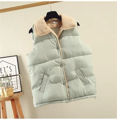 pea green color Женский хлопковый жилет осенняя и зимняя одежда корейский хлопковый жилет толстый жилет куртка Женский chaquetas mujeres трендовый - Цвет: pea green color
