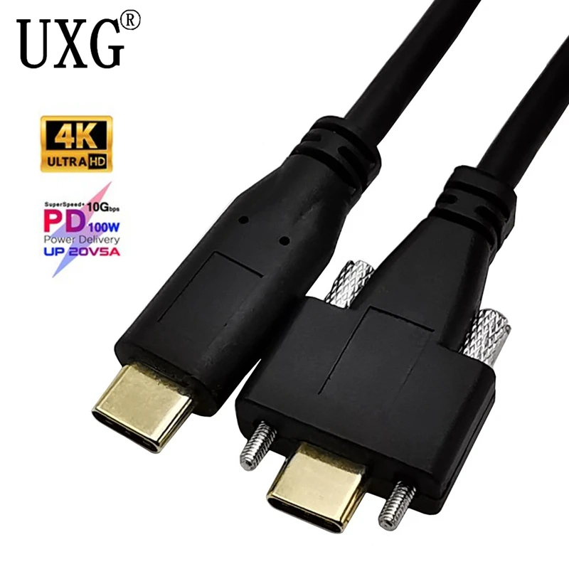 NFHK Câble De Données USB 3.1 Type-C à Double Vis De Verrouillage Vers