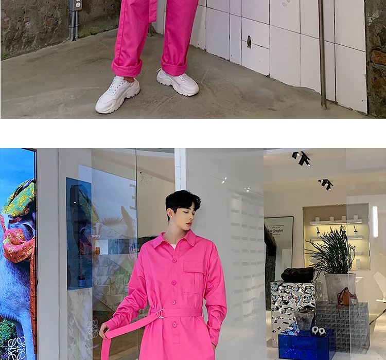 Осенне-зимний мужской Розовый Черный Хаки Модный комбинезон винтажный повседневный комбинезон женский японский стиль ретро брюки свободные джоггеры