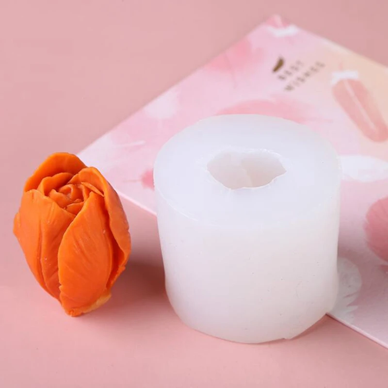 3D Three-dimensional Tulip Bud Mold Candle Mold DIY Dessert Fondant Flowers Chocolate Baking Mold