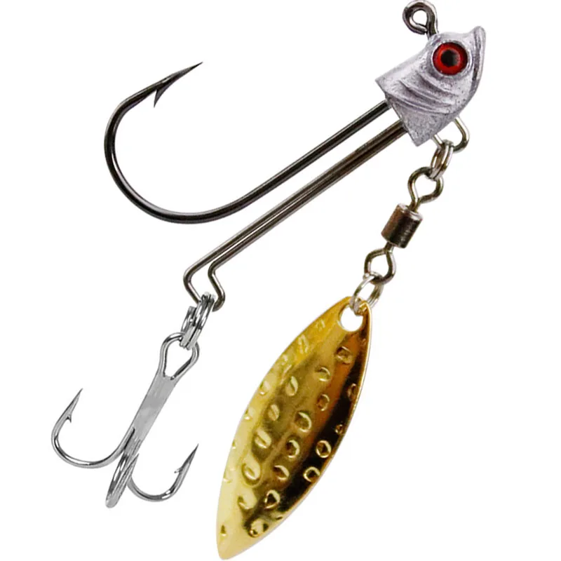 

1 piece Lead Jig Head Fishing Hook with Spinner Blade 7g 10g 17g Barbed Fishhook For Soft Worm Lure