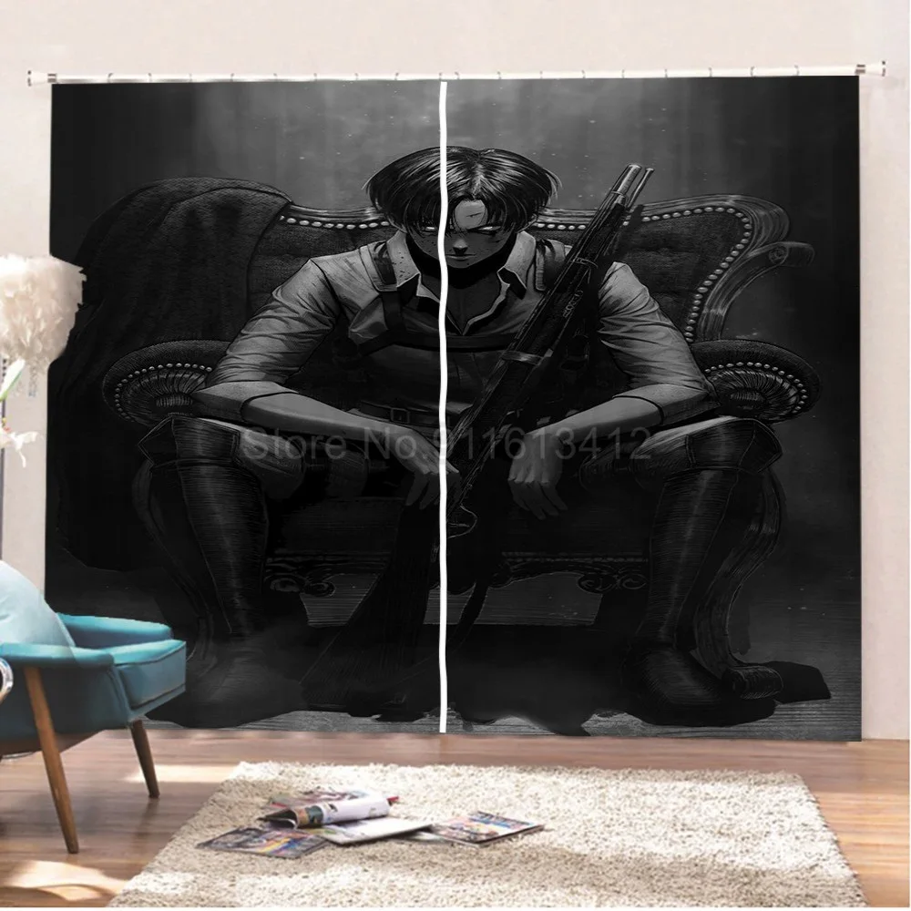 Attack On Titan Blackout Curtains 2 Panels Anime Cartoon Curtains 3D Print The Final Season Window Drapes Home Window Treatments