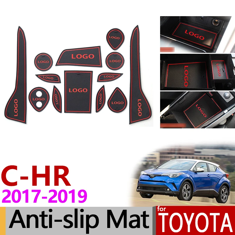 Салонные подложки для Toyota CHR CH-R анти-скольжения Мат затворный слот подставка анти-грязный коврик для украшения интерьера автомобиля гелевая накладка Резина