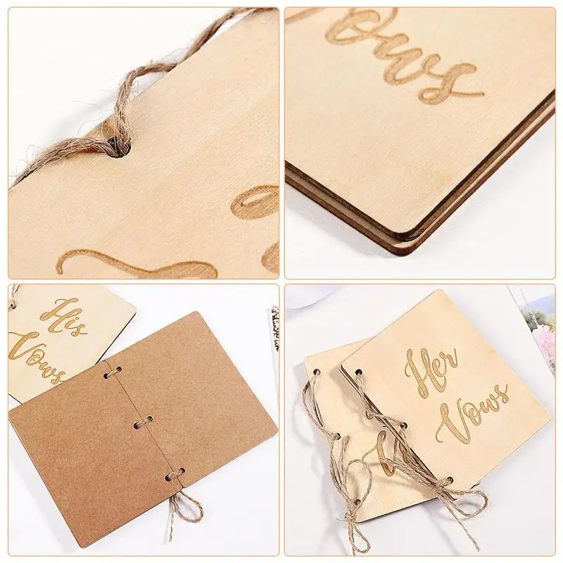 2Pcs Creative His And Her Vow Books Brown Kraft Paper Booklet For Wedding Journal Engagement Gift