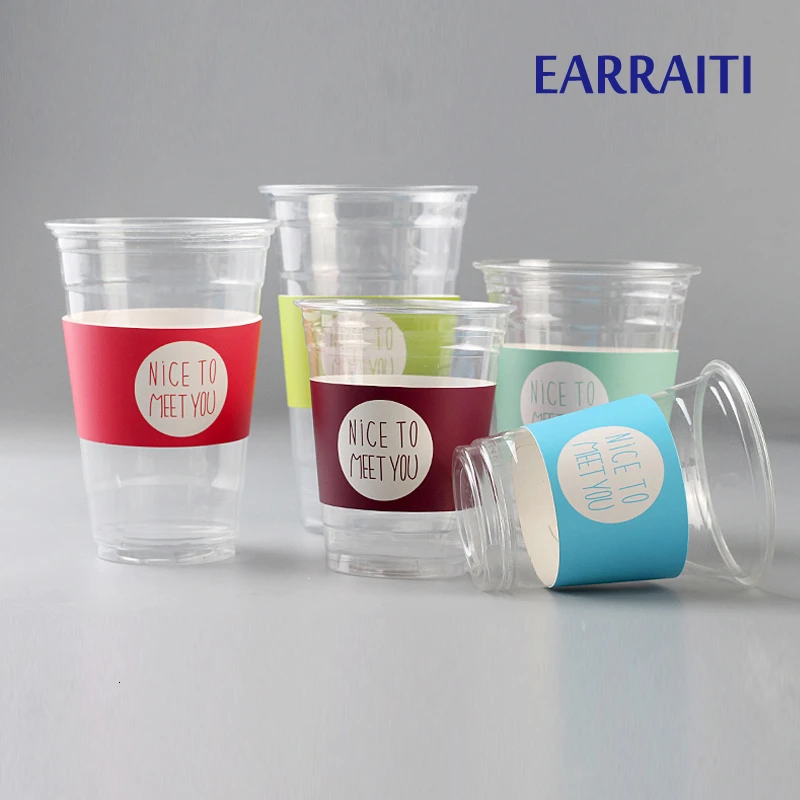 

500PCS Disposable Cup Holder Milky Tea Shop Coffe Cup Sleeve For Guest Paper Sleeves Juice Non-slip Anti Scalding Customize