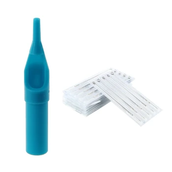 

50 x 7RT Blue Disposable Tattoo Machine Nozzle Tube Tips with 50 Pcs Disposable Sterile Tattoo Needles 3RL