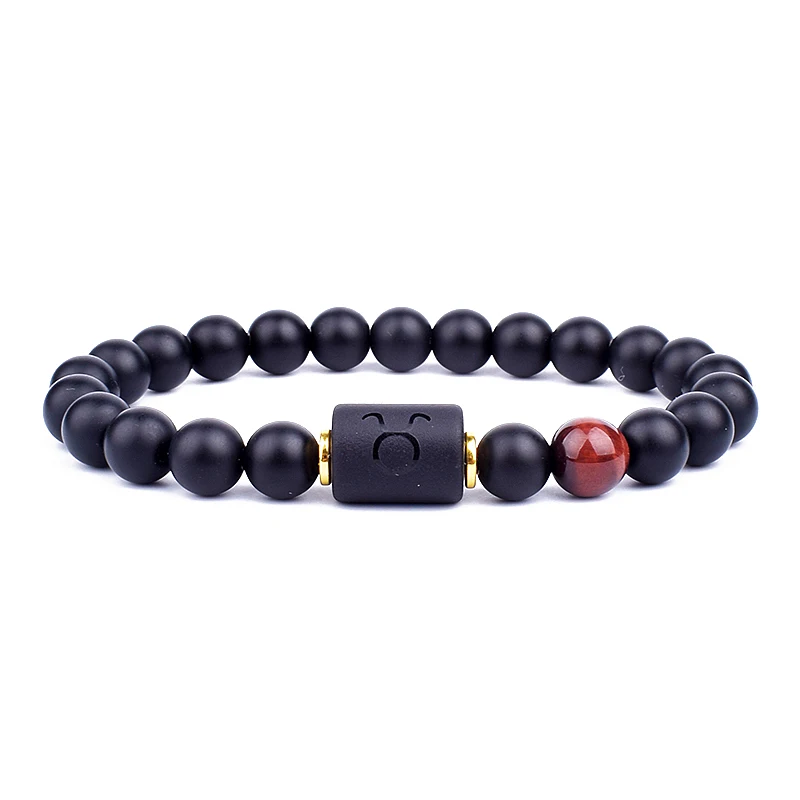 Stone Bead Bracelet Constellation Zodiac Signs Beads Natural Stone Beaded Bracelet for Women Men 12