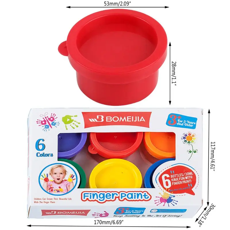 Pintura Gouache lavable para niños, juguetes educativos artesanales para pintar dedos, 30ml, 6 colores vibrantes