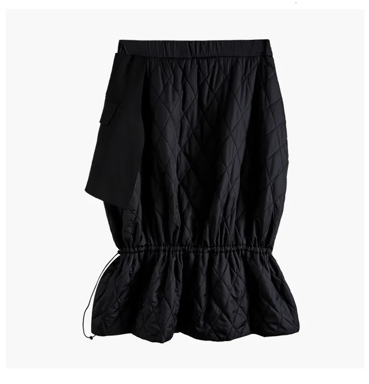 DEAT новая зимняя мода настоящая съемка женская одежда Высокая талия эластичный хлопок мягкий шнурок половина тела юбка WJ915