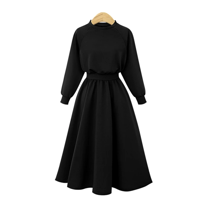 Осень зима Женская Повседневная Туника толстовка с высокой талией с длинным рукавом плюс размер женский джемпер платье пуловер Vestidos De Fiesta - Цвет: Black