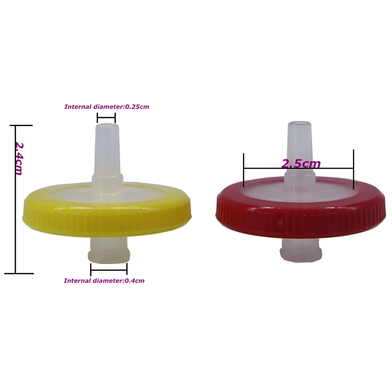IKEME 소수성 PTFE 주사기 필터, 33mm 0.45um, 100 개