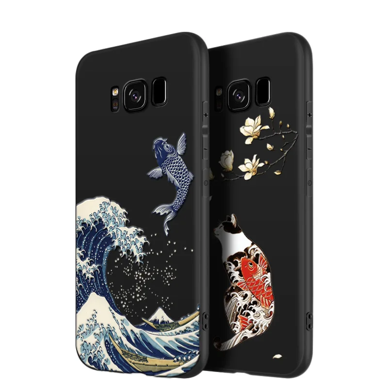 Чехол для Samsung Galaxy S20 Ultra Plus S9 S8 S7 S6 edge 3D рельефный матовый мягкий чехол накладка