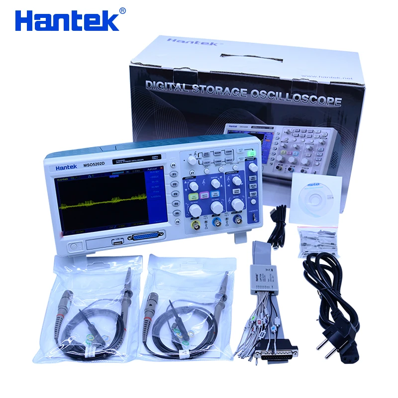 Hantek MSO5202D 200MHz 2CH Mixed Signal Digital Oscilloscope 2 in 1 16CH Logic Analyzer + External Trigger Channel Bench type |