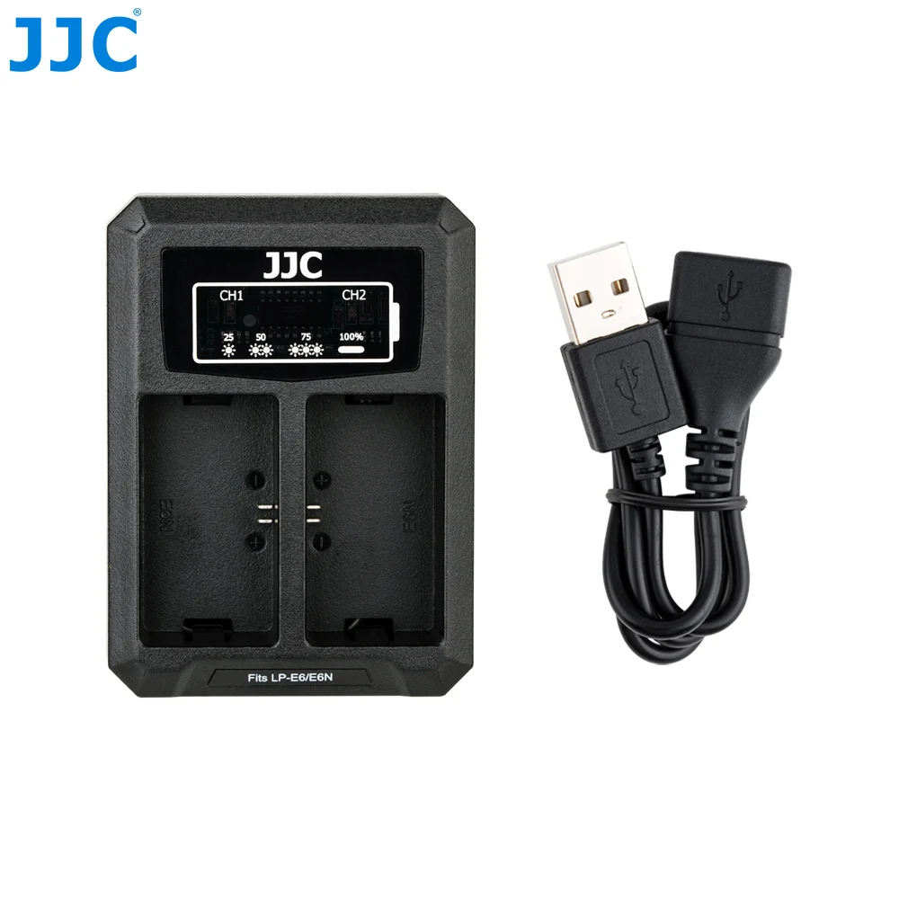 JJC USB двойное зарядное устройство для Canon LP-E6 LP-E6N EOS R 5D Mark IV 5D Mark III батарея для камеры заменяет LC-E6 LC-E6E