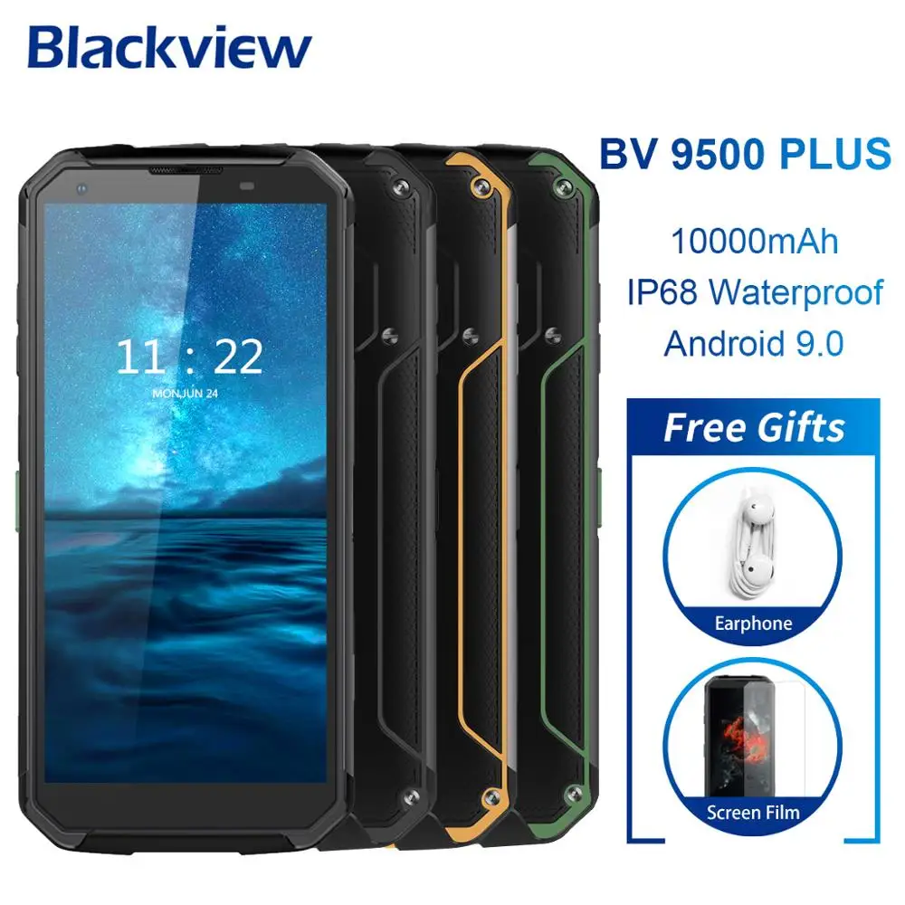 Blackview BV9500 PLUS 5 7 &quot10000mA IP68 Водонепроницаемый Android 9 0 4 Гб ОЗУ 64 ПЗУ MT6771T мобильный
