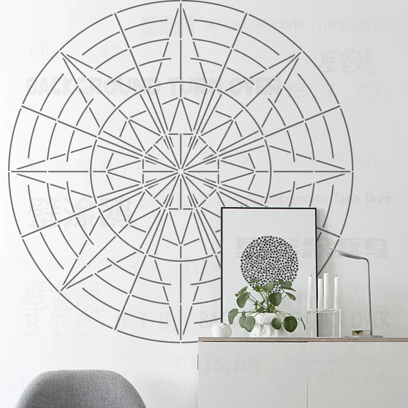 

60cm - 100cm Stencil For Painting Big Mandala Extra Large Wall Flower Floor Template Walls Round Decors S190