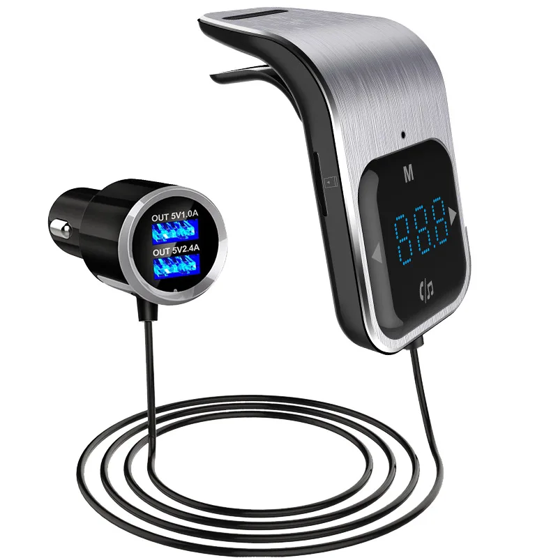 

USB Fast Car Charger Bluetooth Receiver FM Transmitter Modulator Car AUX Wireless Radio Adapter MP3 Player TF Cards & Microphone