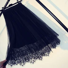Акция, богемная однотонная мини-юбка выше колена в японском стиле, Милая Кружевная юбка, Длинные газовые юбки со складками на талии, новые весенне-летние юбки