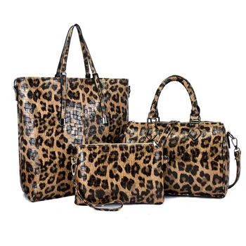 

Luxury Handbags Leopard Print Women Bags 3 Pieces Set Fashion Patent Leather Crossbody Shoulder Bag Clutch Purse Large Capacity