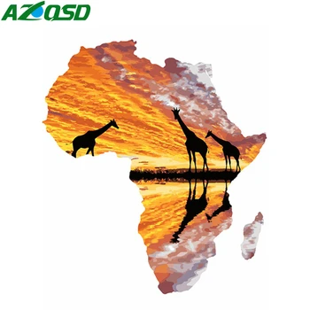 

AZQSD Unframe Painting By Number Canvas Kits Animal DIY Home Decoration Pictures By Numbers Giraffe Acrylic Paint Handmade Gift