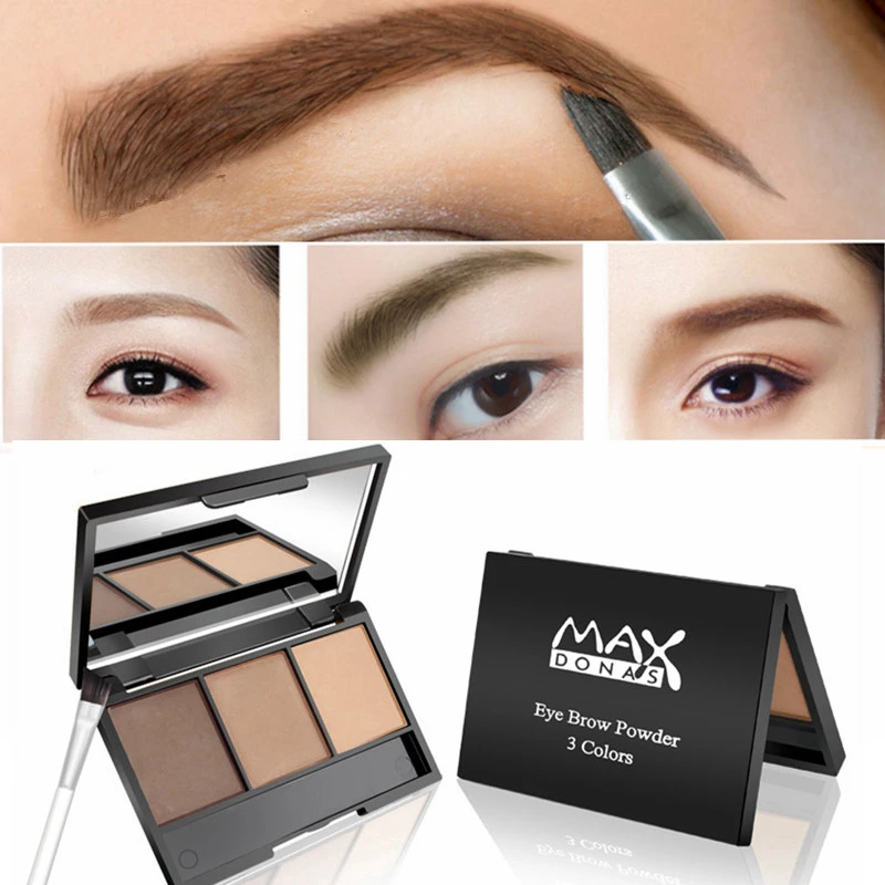 

3 Color Eyebrow Enhancers Tattoo Tint Make Up Eye Brow Powder Palette Waterproof Black Brown Brows Eyebrow With Brush Mirror Box