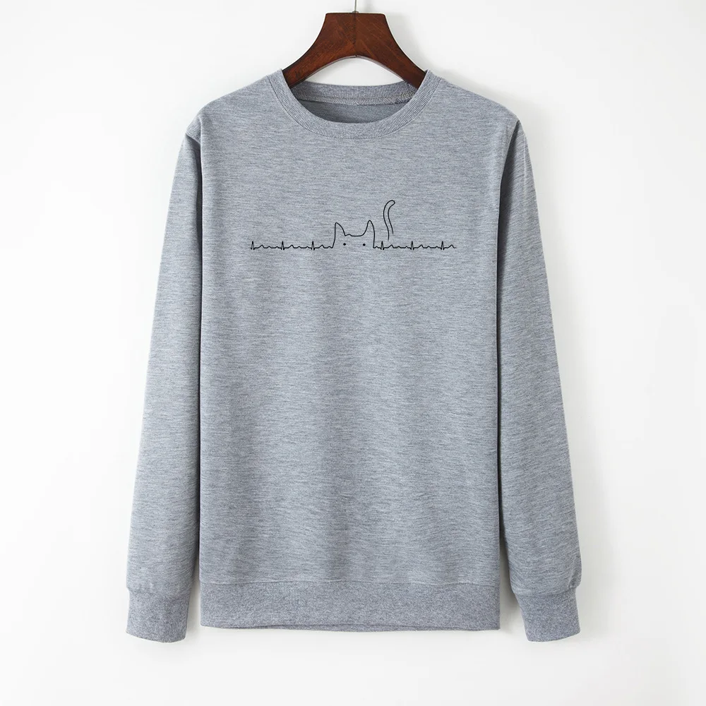 

2019 New Women Hoodie Pullover Streetwear Female Casual Pullovers Cute Cat Print 6 Colors Spring Autumn Hoodies Sweatshirts Tops