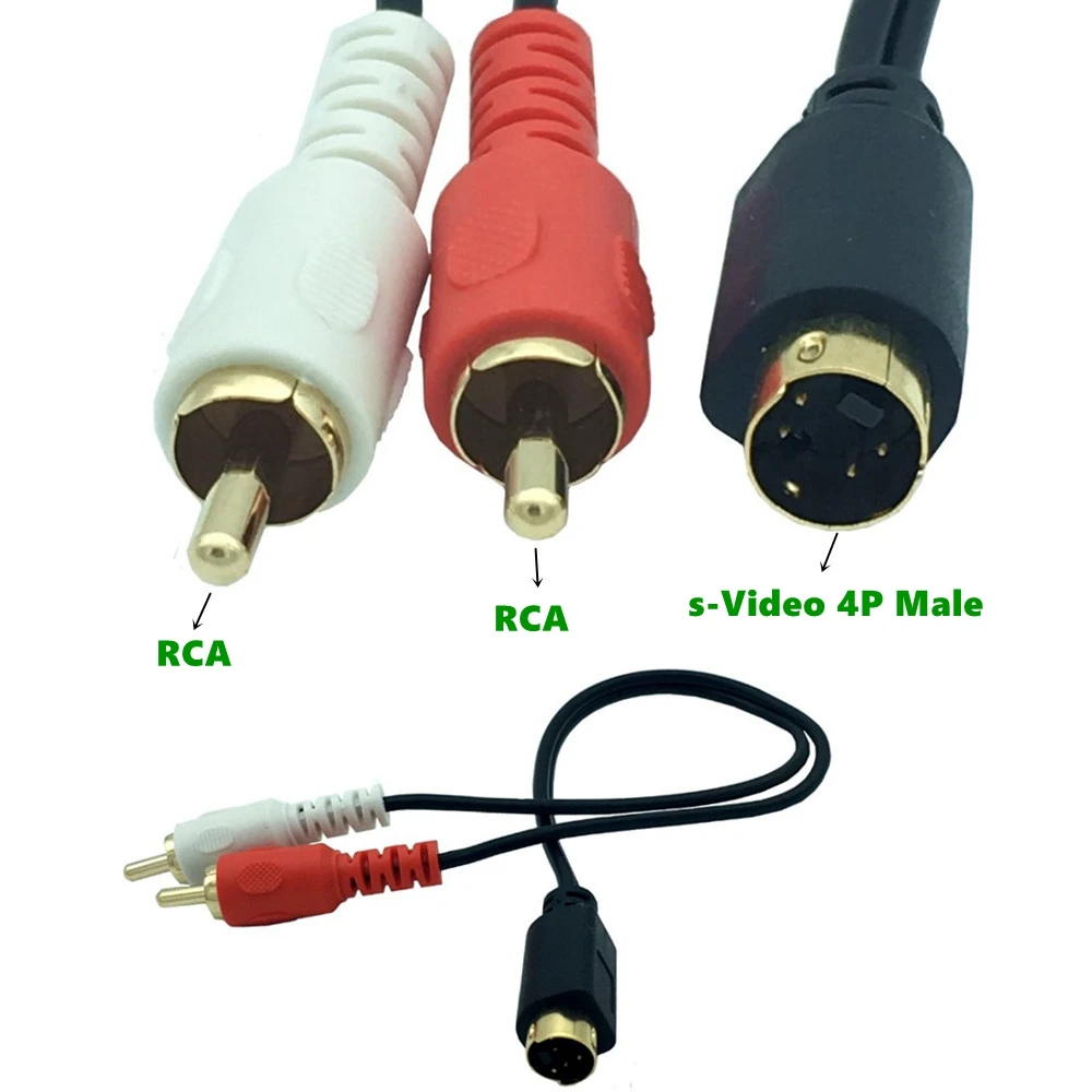 S-video 4pin Para 2-rca Cabos De Áudio Combo 4 Pinos Svideo Cabo ...