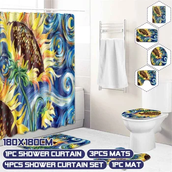 

Garden Flowers Scenery Shower Curtains Decoration Waterproof Fabric Bath Curtain Bathroom Door Screens