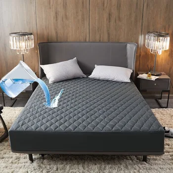 

All Inclusive Protection Mattress Cover Solid Color Washable Embossed Quilted Mattress Protector Soft Anti-mite Mattress Topper