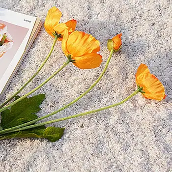 DIY Wedding Decoration Poppy flowers with leaves Artificial flower fleurs artificielles for Home party Decoration flores Poppies