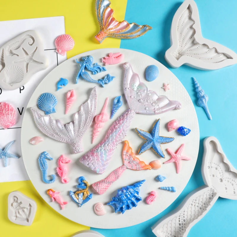 

Ocean Series Seahorse Seaweed Wave Silicone Mold for Cake Decorating Tools, Cupcakes, Sugarcraft, Clay Fondant Mould Fimo